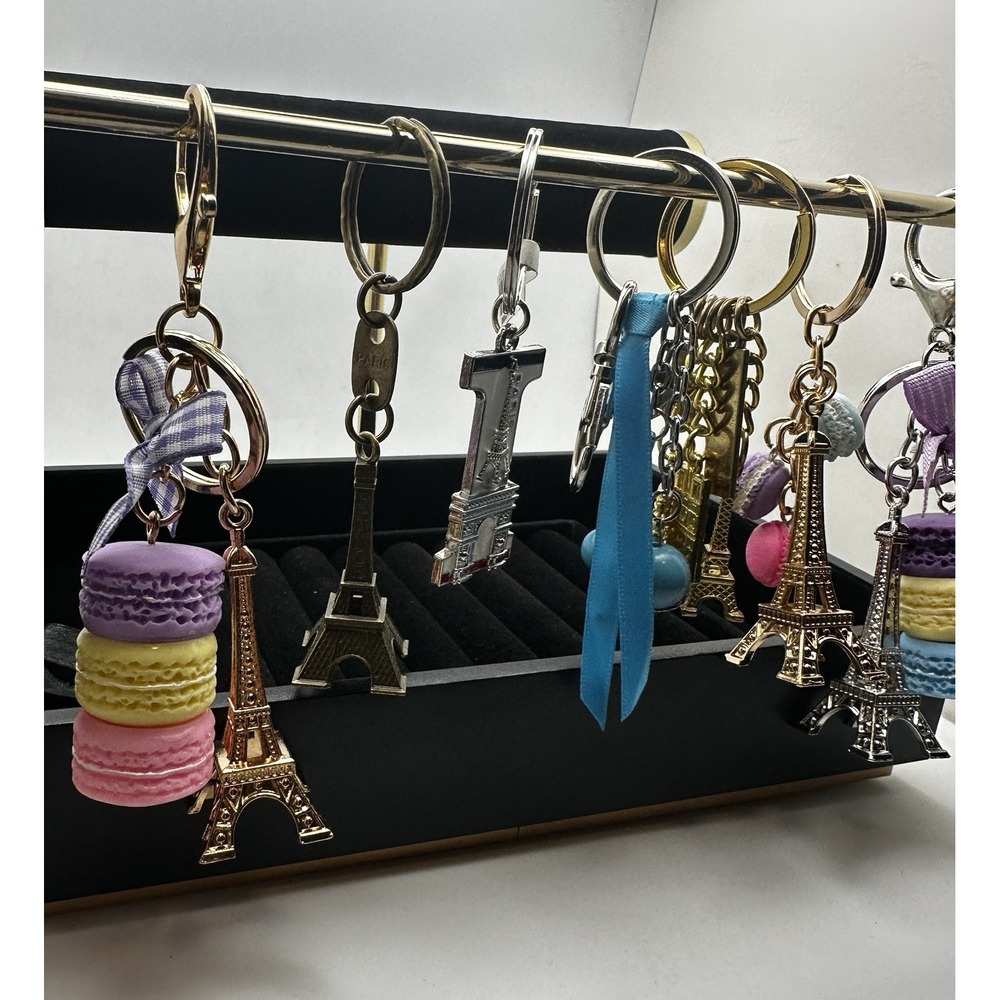 Paris Eiffel Tower Lot of 7 Keychain / Purse Charm Macaron Charm Franceā Travel